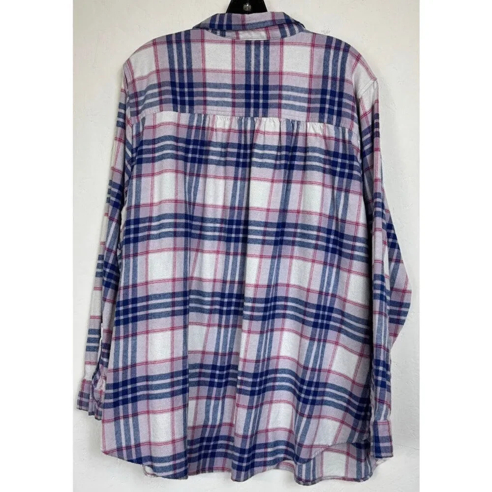 Croft & Barrow Blue Long Sleeve Button Up Blouse Women's 3X